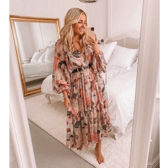 h&m chiffon floral dress